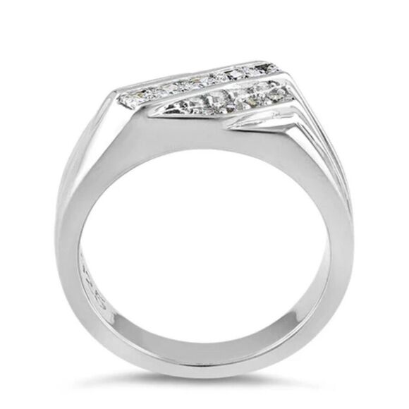 Sterling Silver Men's CZ Ring New - Picture 3 of 4